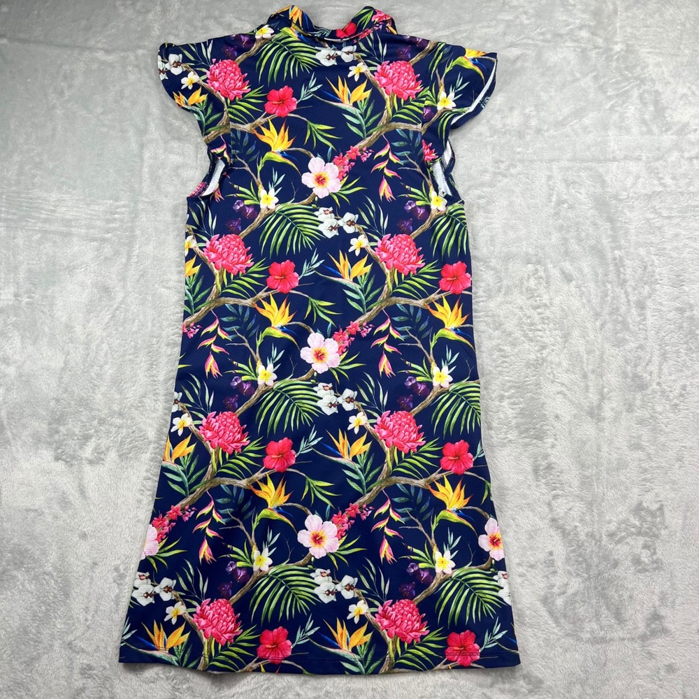 Gottz Womens Tropical Floral Golf Tennis Dress‎ Navy Blue Flutter Sleeve Small - Picture 7 of 8